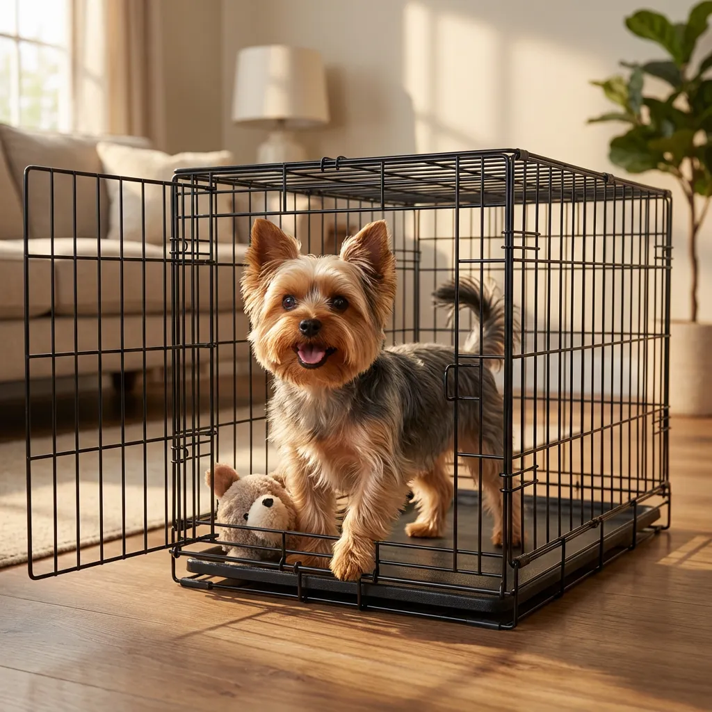 Amazon Basics Durable,Foldable Metal Wire Dog Crate with Tray, Double Door, Divider, 22 x 13 x 16 in, Black