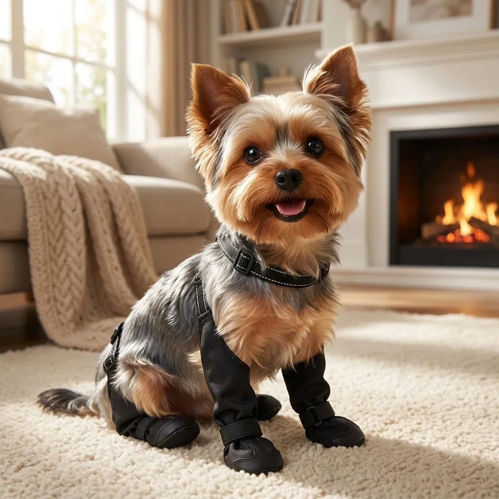 BECROWM Waterproof Dog Boots for Small/Medium Dogs -Dog Paw Protectors Dog Suspender Boots Anti-Slip Pet Shoes for Outdoor...