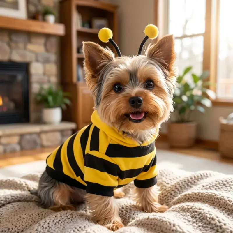 Dog Bee Costume Outfit Bumblebee Hoodie Cat Clothes Funny Pet Hooded Coat for Small Medium Dogs Puppy Chihuahua Yorkie Hal...