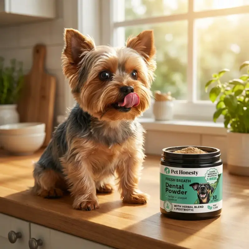 Dog Breath Freshener Dental Powder for Teeth Cleaning Plaque Off, Dental Care for Dogs, Tartar Remover for Teeth with Natu...