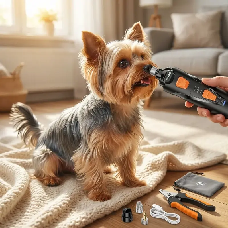 Dog Nail Grinder with 2 LED Lights Powerful 2 Speeds Super Quiet Dog Nail Trimmers with 3 Grinding Wheels Rechargeable Pet...