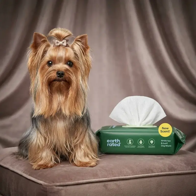 Earth Rated Pet Wipes for Dogs and Cats, Hypoallergenic, 3-in-1 Cleaning, Deodorizing and Hydrating, for Grooming Paws, Bo...