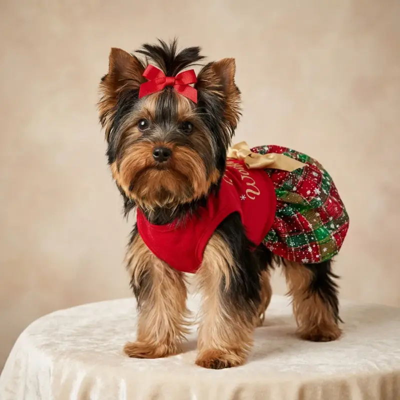 Fitwarm Merry Woofmas 100% Cotton Dog Christmas Outfits Girl Dog Holiday Dress Lightweight Doggie Costume Puppy Clothes Pe...