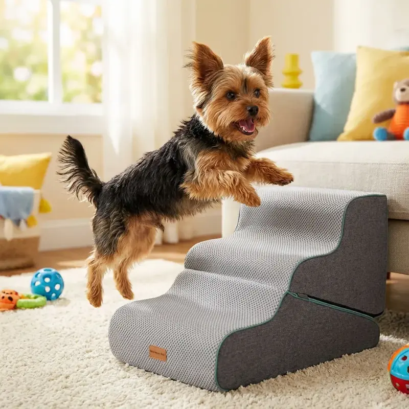 Gardner Pet Dog Stairs for Small Dogs 16.5" H, 2 in 1 Transformable 3-Step Pet Stairs and ramp, Dog Steps for Couch (13-20...