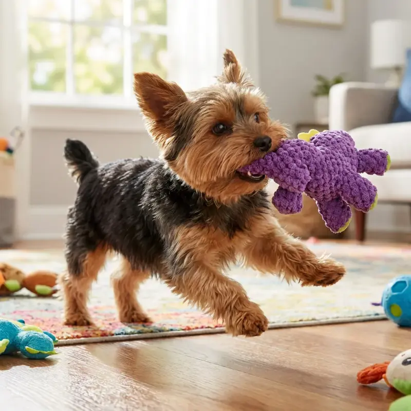 goDog Checkers Just for Me Dinos Bruto Squeaky Plush Dog Toy, Chew Guard Technology - Purple, Mini