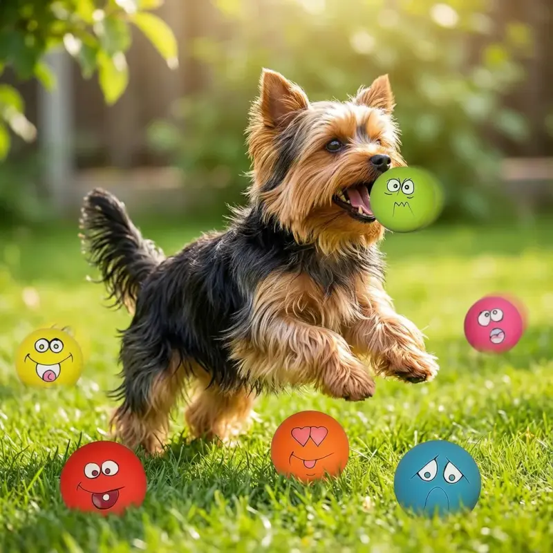 HDSX Smile Face Dog Squeaky Toys Soft Latex Squeak Balls for Puppy Small Pet Dogs 6 Pcs/Set