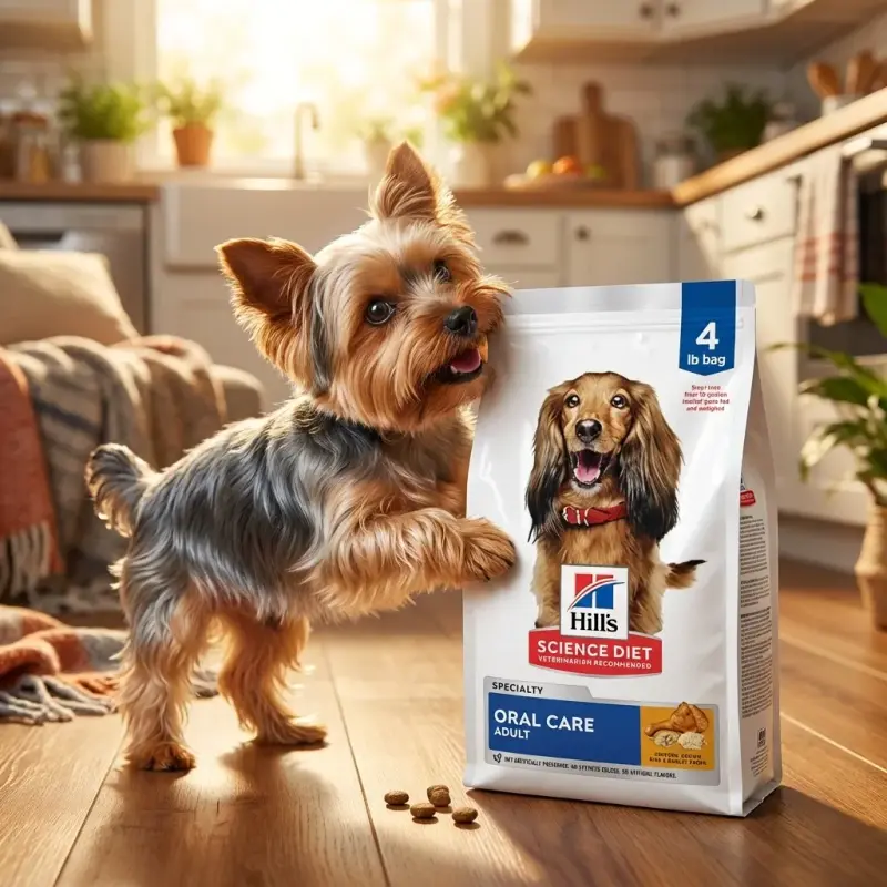 Hill's Science Diet Oral Care, Adult 1-6, Plaque & Tartar Buildup Support, Dry Dog Food, Chicken, Rice, & Barley, 4 lb Bag