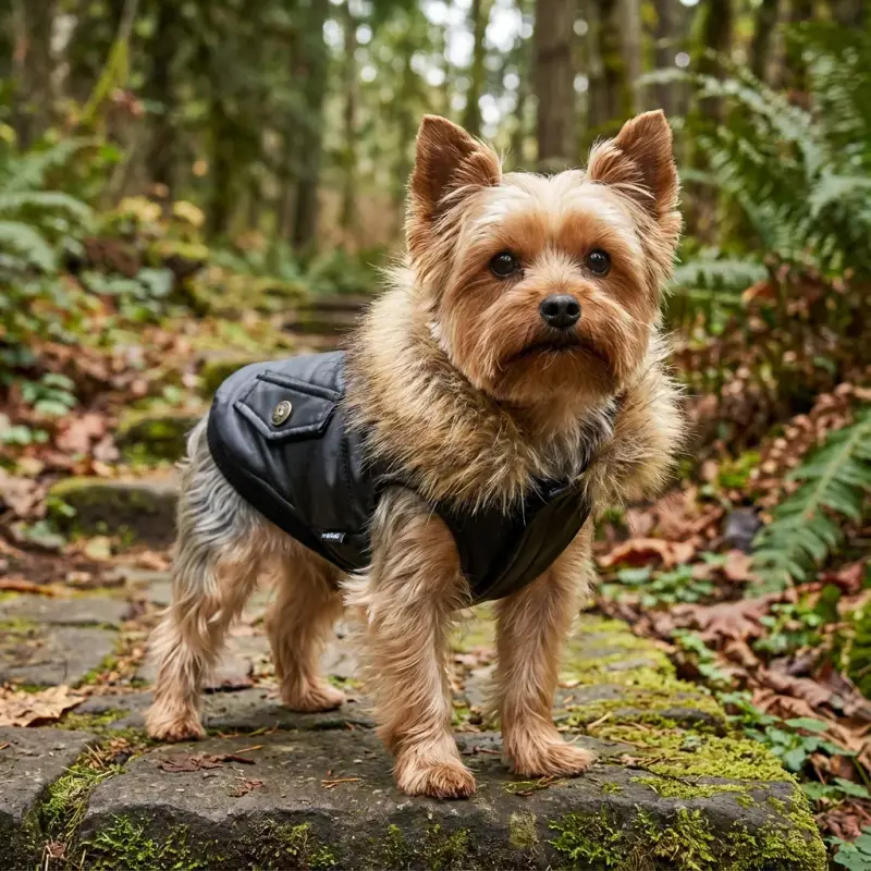 LESYPET Dog Leather Jacket for Small Dogs, Waterproof Dog Winter Jacket Puppy Coat with Fleece Lined, Ultra Warm Fur Colla...