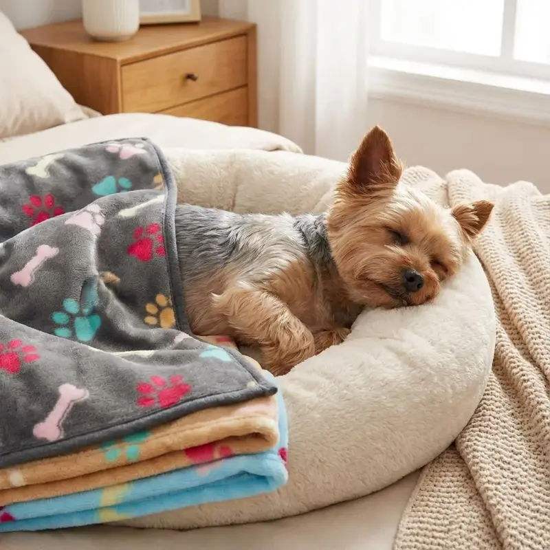 Luciphia 1 Pack 3 Blankets Fluffy Premium Fleece Pet Blanket Flannel Paw Printed Throw for Dog Cat(Small 23x16'', Grey/Bro...