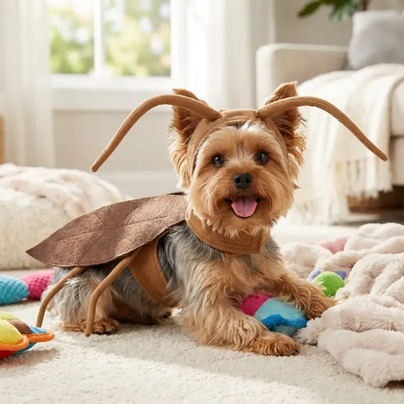 LyssKMK Halloween Puppy Cat Costume Dog Cockroach Shaped Outfits Pet Festival Cosplay Apparel for Small Dogs Cats