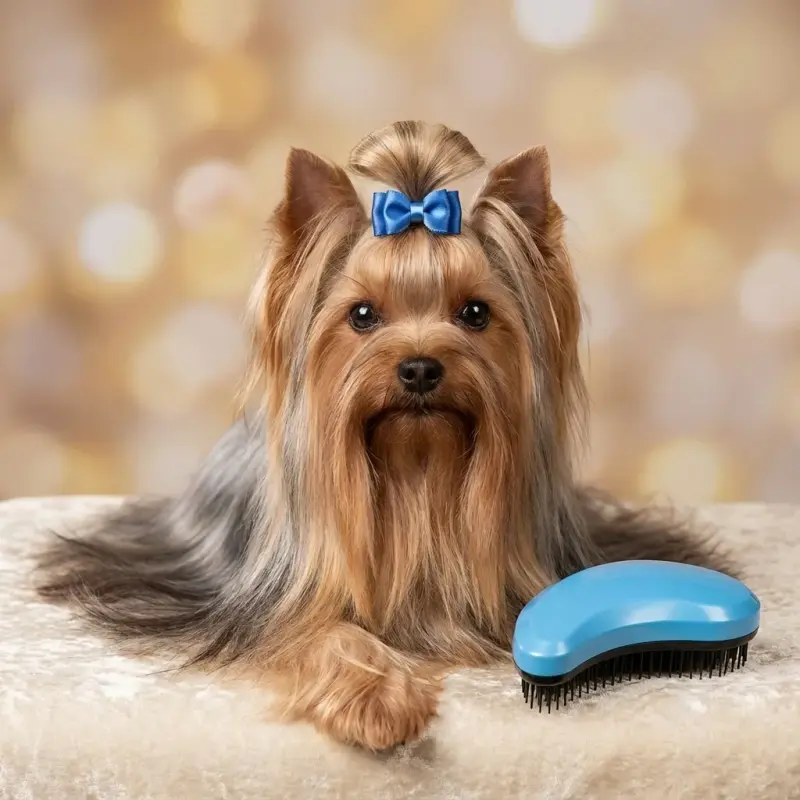 MAEELOU Small Dog Brush- Grooming Tool for Teddy, Yorkies, Maltese, Shih Tzu, Chihuahua - Puppy Hair Brush (Blue)