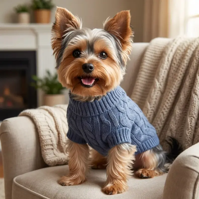 MengMengDa Small Dog Warm Winter Sweater Pet Clothes Knitwear for Small to Medium Breeds Dog Outfits (Dark Blue S)