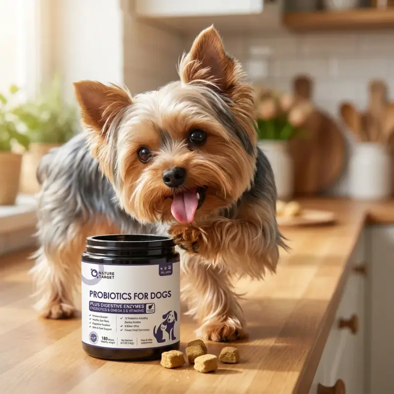 NATURE TARGET Probiotics for Dogs, 6 Billion CFUs, Freeze Dried Dog Probiotics with Prebiotics & Enzymes for Diarrhea, Ga...