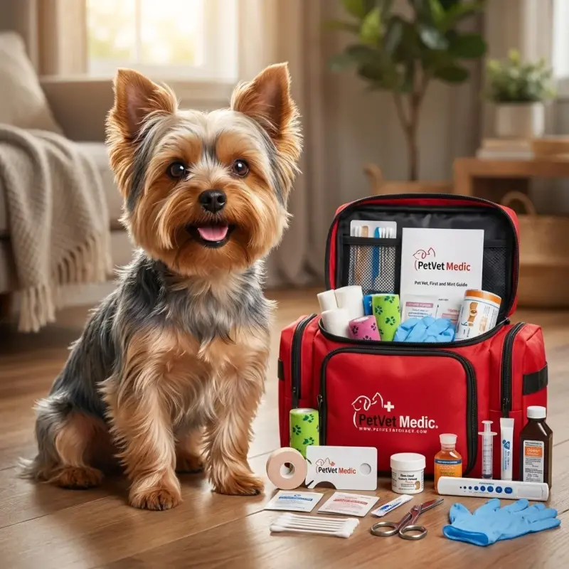 PetVet Medic Cat & Dog First Aid Kit - Dog Emergency Kit, Health Supplies & Wound Care -with Thermometer, Bandages for Wou...