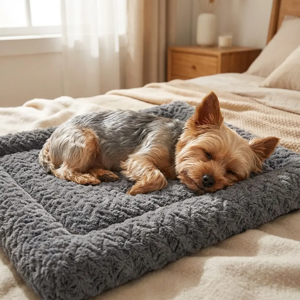 Washable Dog Bed Mat Reversible Dog Crate Pad Soft Fluffy Pet Kennel Beds Dog Sleeping Mattress for Large Jumbo Medium Sma...