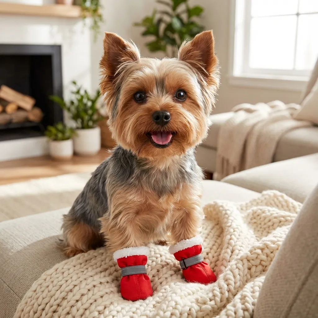 Weewooday 12 Pcs Dog Boots Adjustable Drawstring Puppy Boot Waterproof Anti Slip Dog Paw Protector Breathable with Soft So...