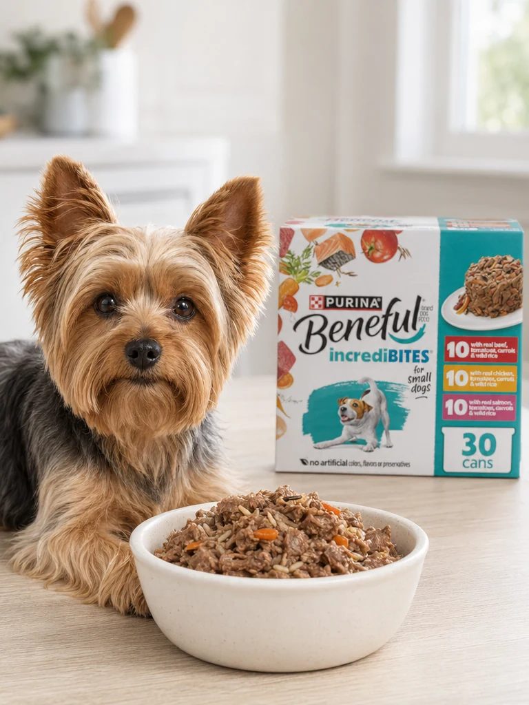 Sammy with the Beneful IncrediBites Wet Variety Pack (30-ct)