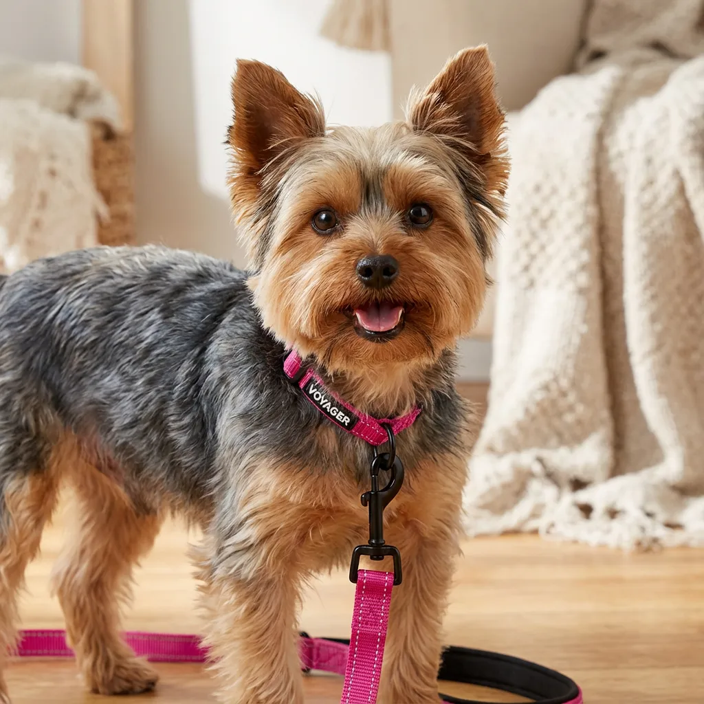 Sammy with the Voyager Reflective Neoprene Handle Leash (S)