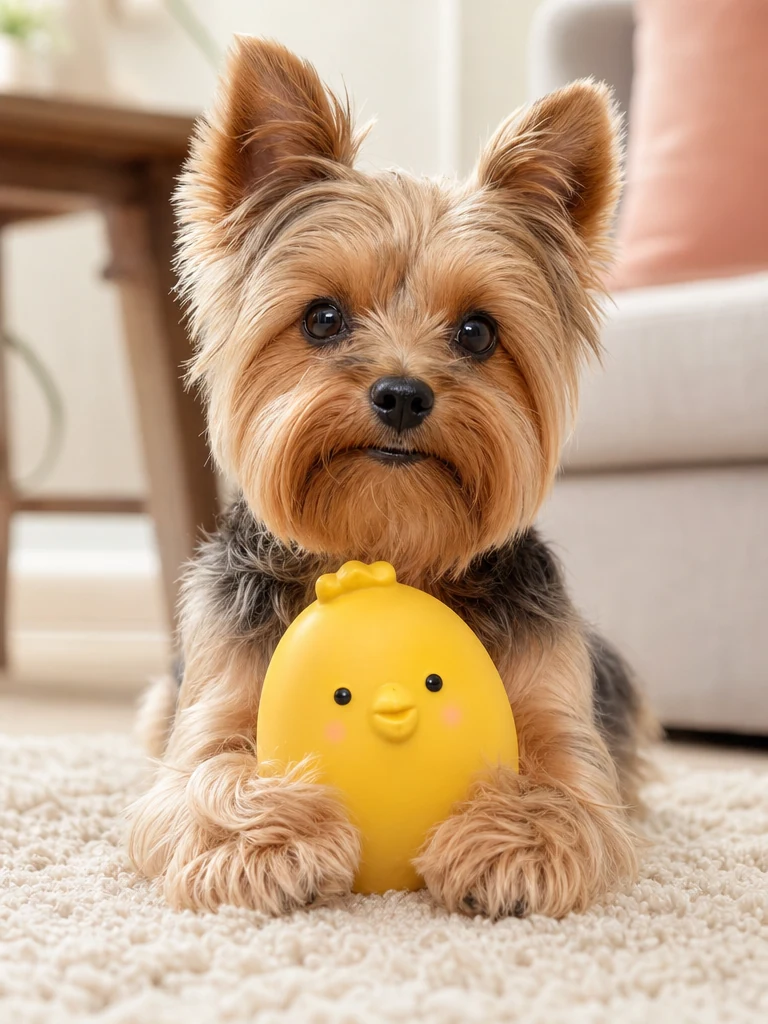 Sammy with the Interactive Yorkie Squeaky Toy (4-Pack)