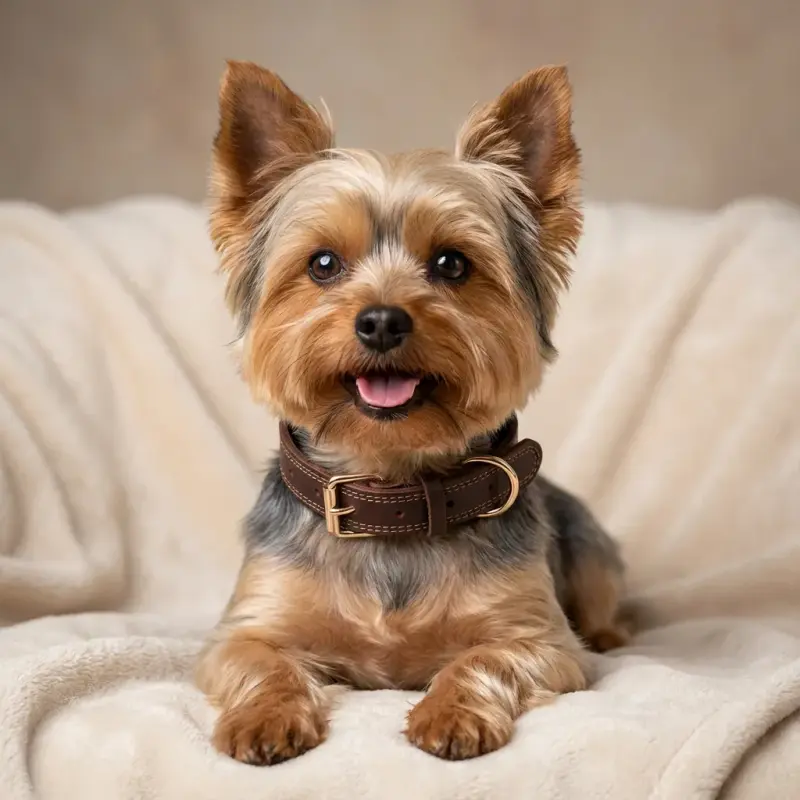 Sammy with the DAIHAQIKO Genuine Leather Wide Collar (Brown)