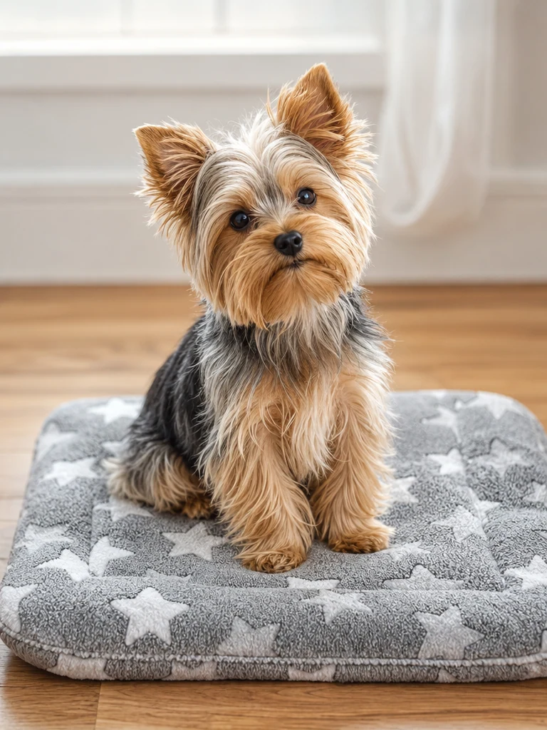 Sammy the Yorkshire Terrier with the Soft Durable Yorkie Dog Bed