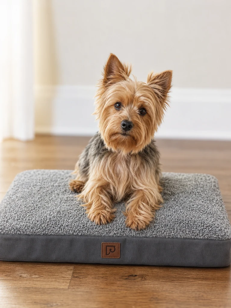 Sammy the Yorkshire Terrier with the Orthopedic Yorkie Dog Bed