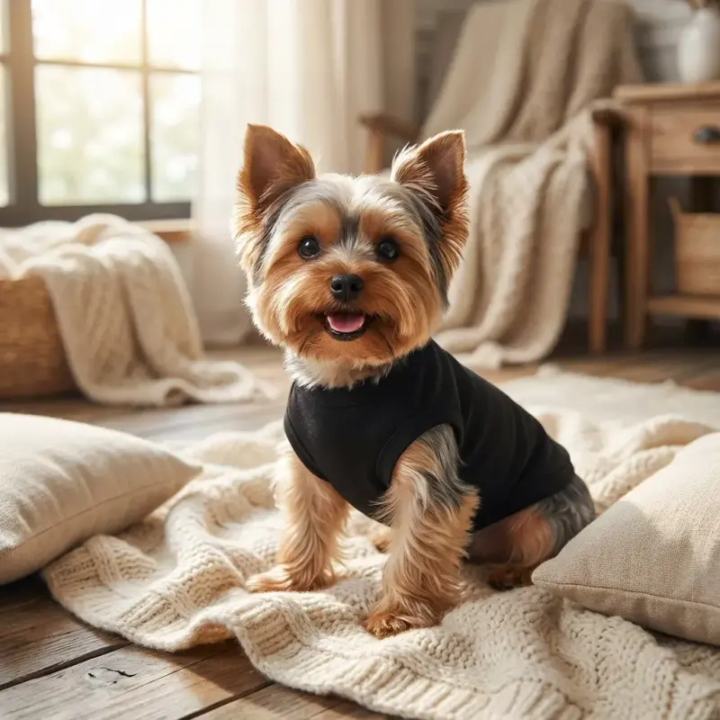 Sammy the Yorkshire Terrier with the Paiaite Sleeveless Cotton Tank Top, Black (XXL)