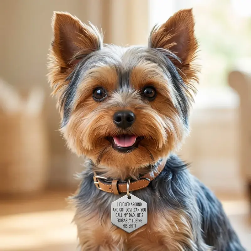 Sammy with the Stainless Steel Funny Engraved Dog Tag