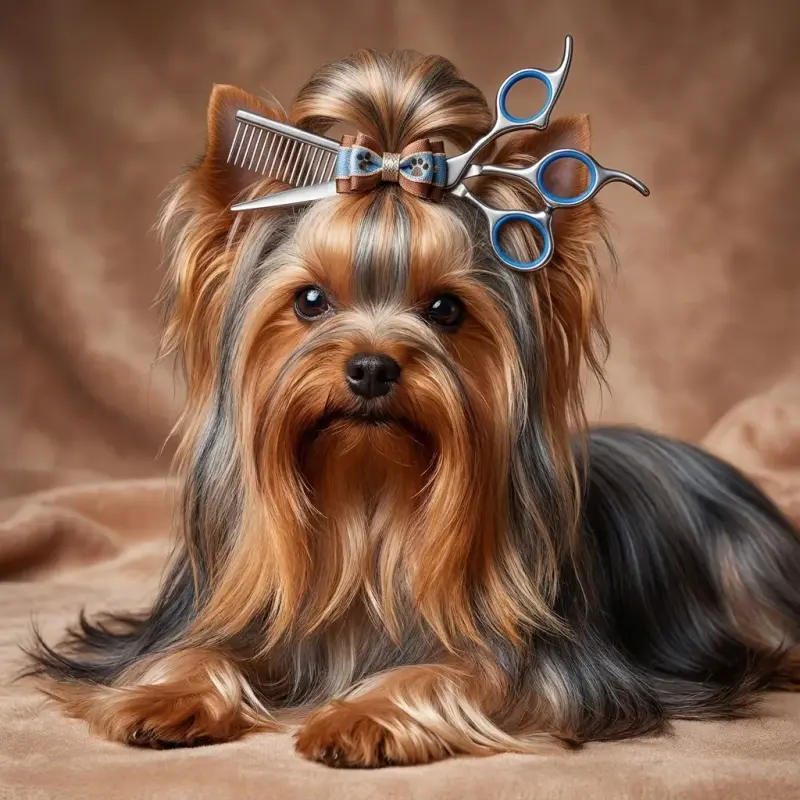 Sammy the Yorkshire Terrier with the GLADOG 5-in-1 Round Tip Grooming Shears