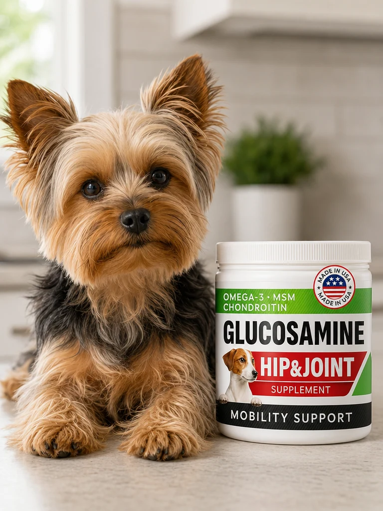 Sammy with the STRELLALAB Glucosamine & Omega-3 Chews (120-ct)