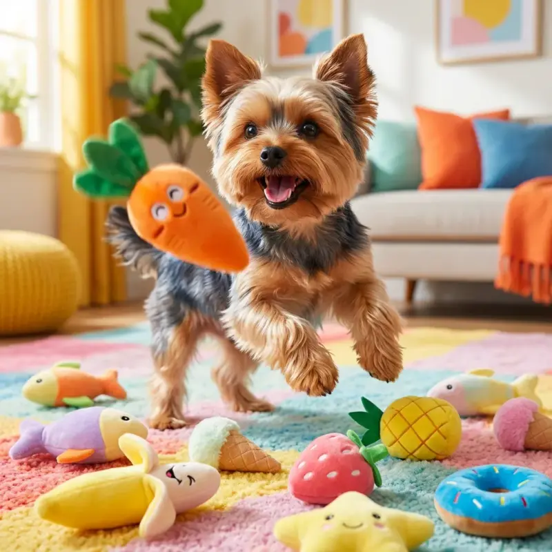 Sammy with the Squeaky Yorkie Chew Toy (19-Pack)