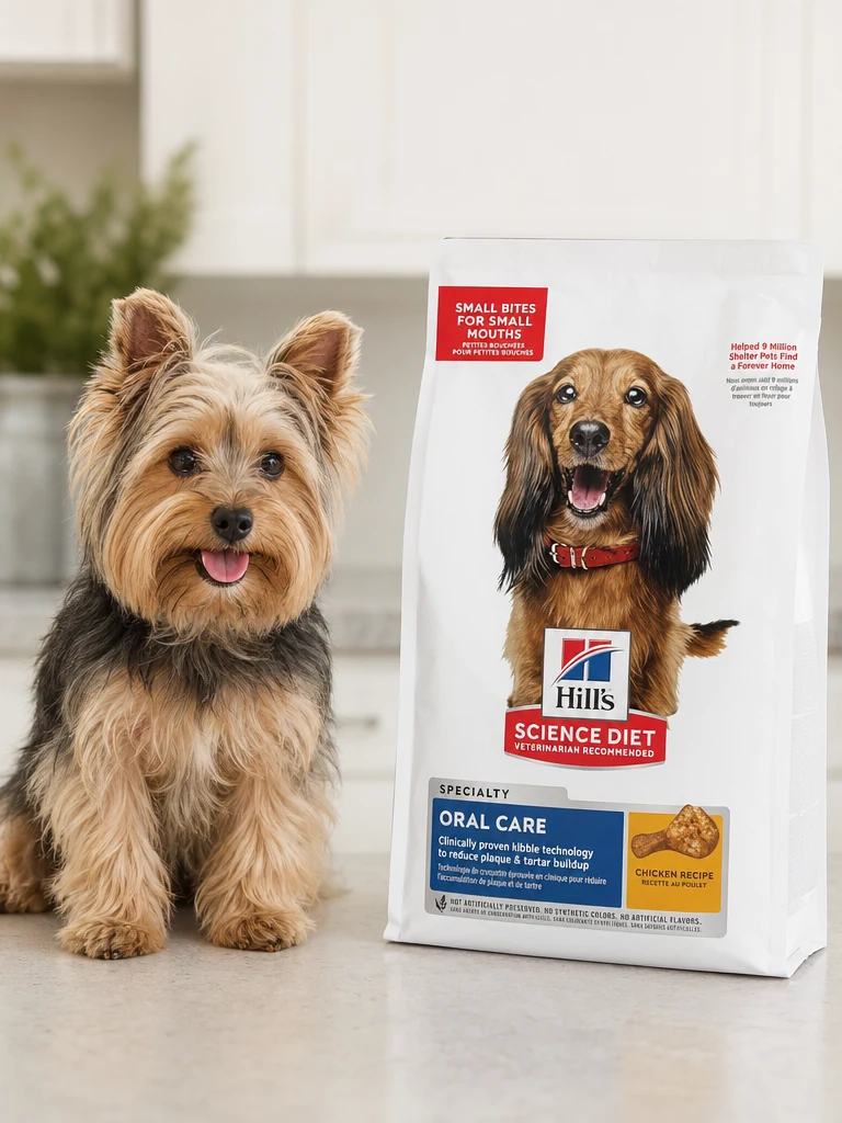 Sammy with the Hill's Science Diet Oral Care Chicken (4lb)