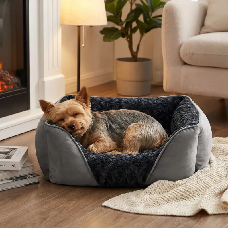 Sammy with the INVENHO Rectangle Orthopedic Bed, Anti-Slip (S)