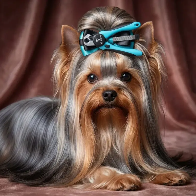 Sammy the Yorkshire Terrier with the iToleeve LED Nail Clipper with Quick Sensor