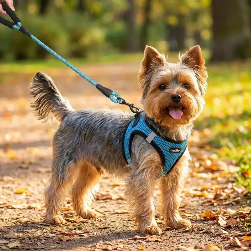 Sammy with the matilor Step-In Breathable Vest Harness (Blue)