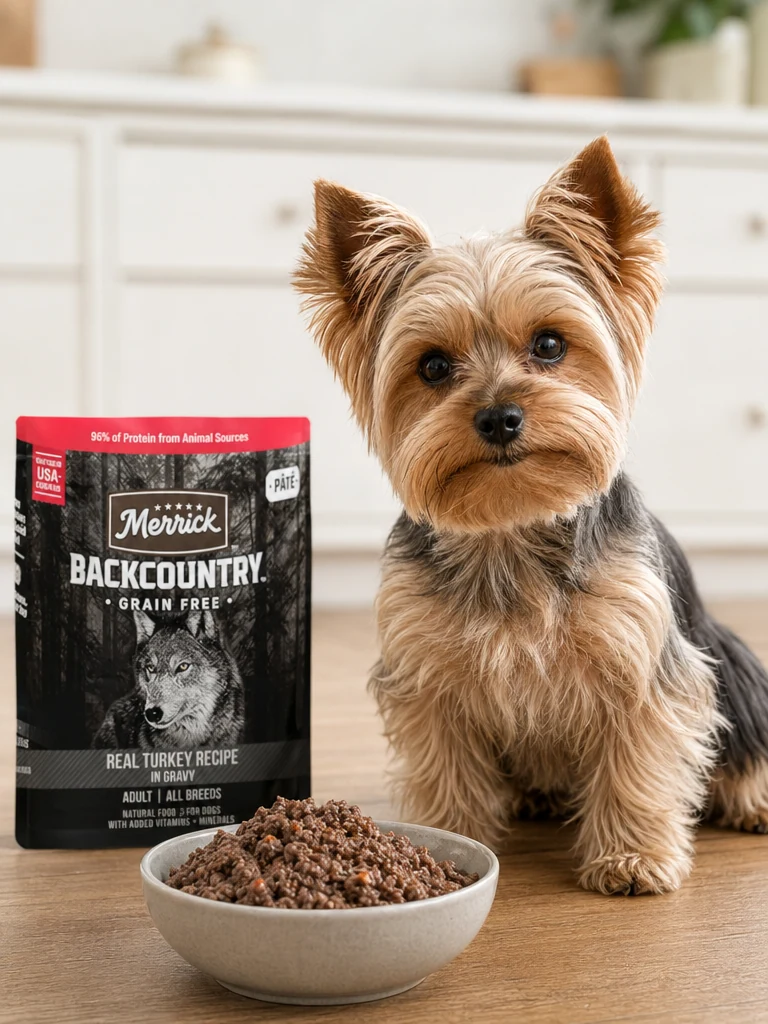 Sammy with the Merrick Backcountry Grain Free Beef (12-ct)
