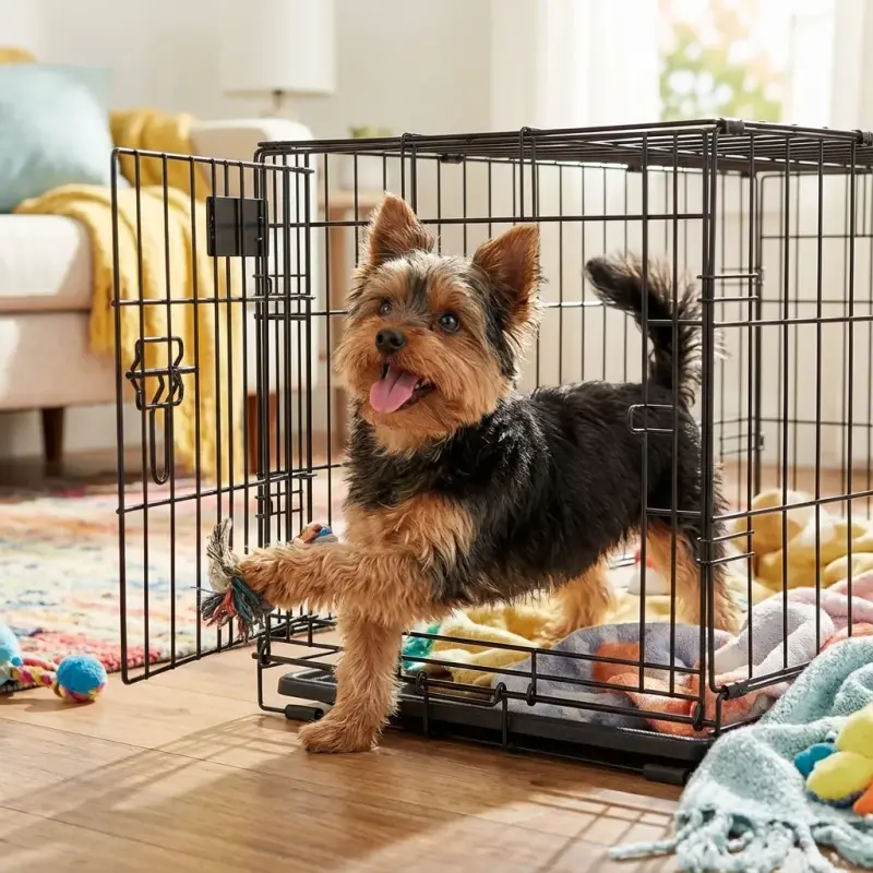 Sammy with the MidWest iCrate 22" Single Door Folding Crate