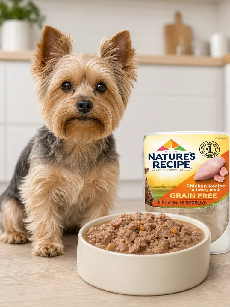 Sammy with the Nature's Recipe Grain Free Chicken Broth (12-ct)