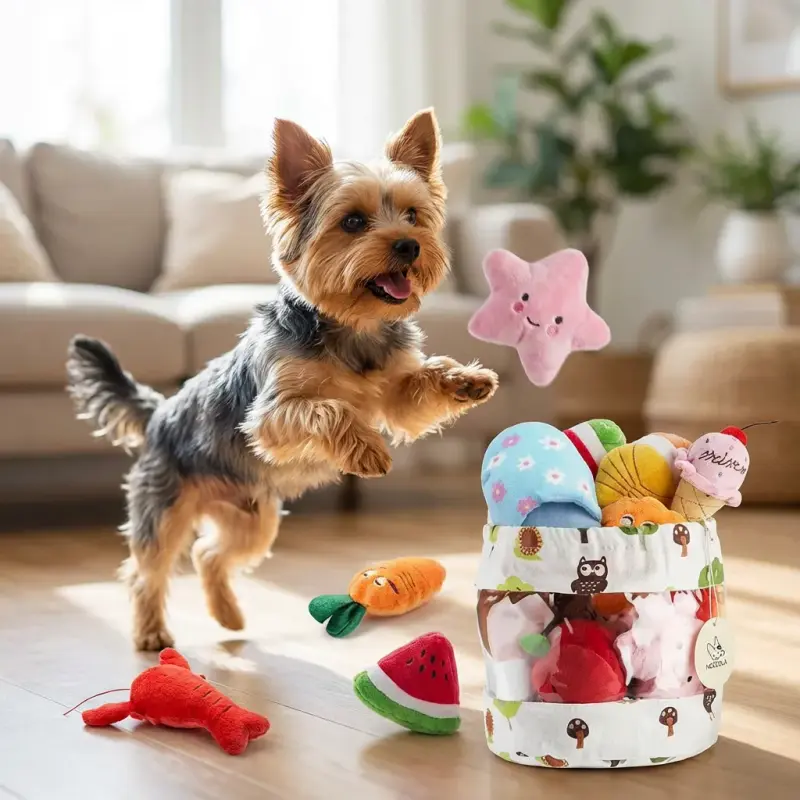 Sammy the Yorkshire Terrier with the Squeaky Yorkie Squeaky Toy (12-Pack)