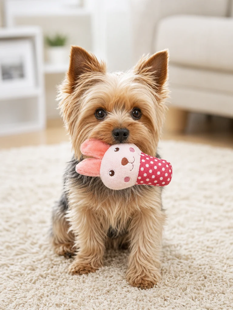 Sammy the Yorkshire Terrier with the Squeaky Yorkie Squeaky Toy (9-Pack)