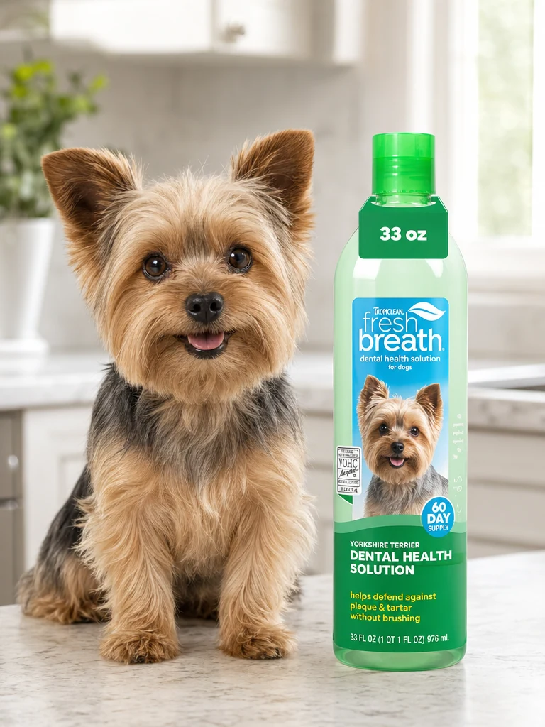 Sammy the Yorkshire Terrier with the TropiClean Health for Yorkies