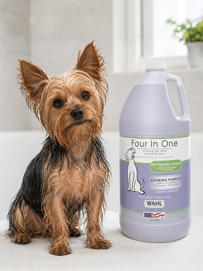 Sammy the Yorkshire Terrier with the Wahl Conditioner for Yorkies