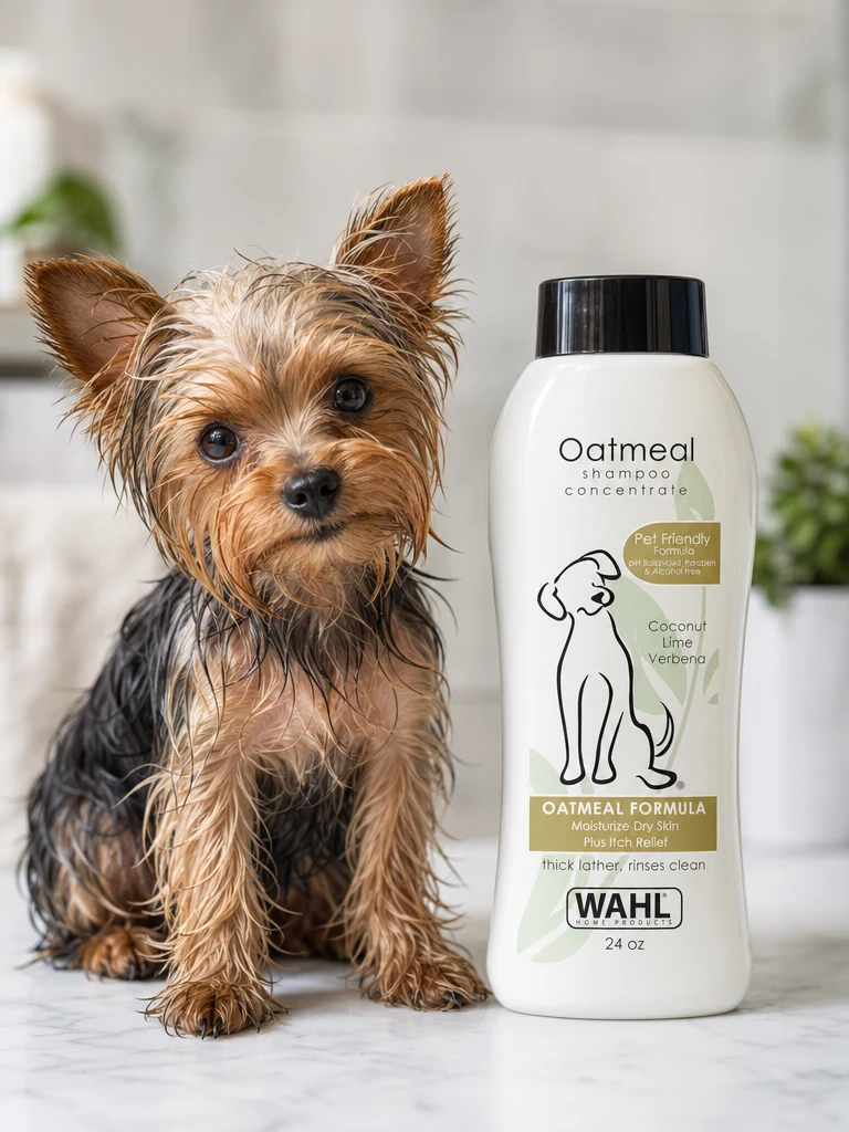 Sammy the Yorkshire Terrier with the Wahl Shampoo for Yorkies