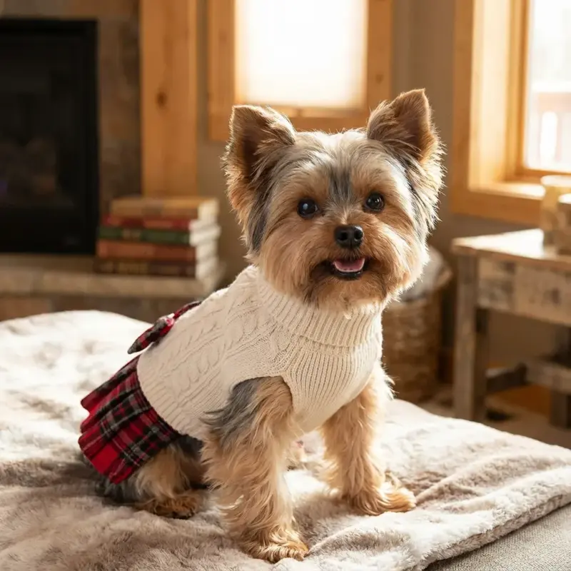 Yorkshire Terrier wearing Knit dress