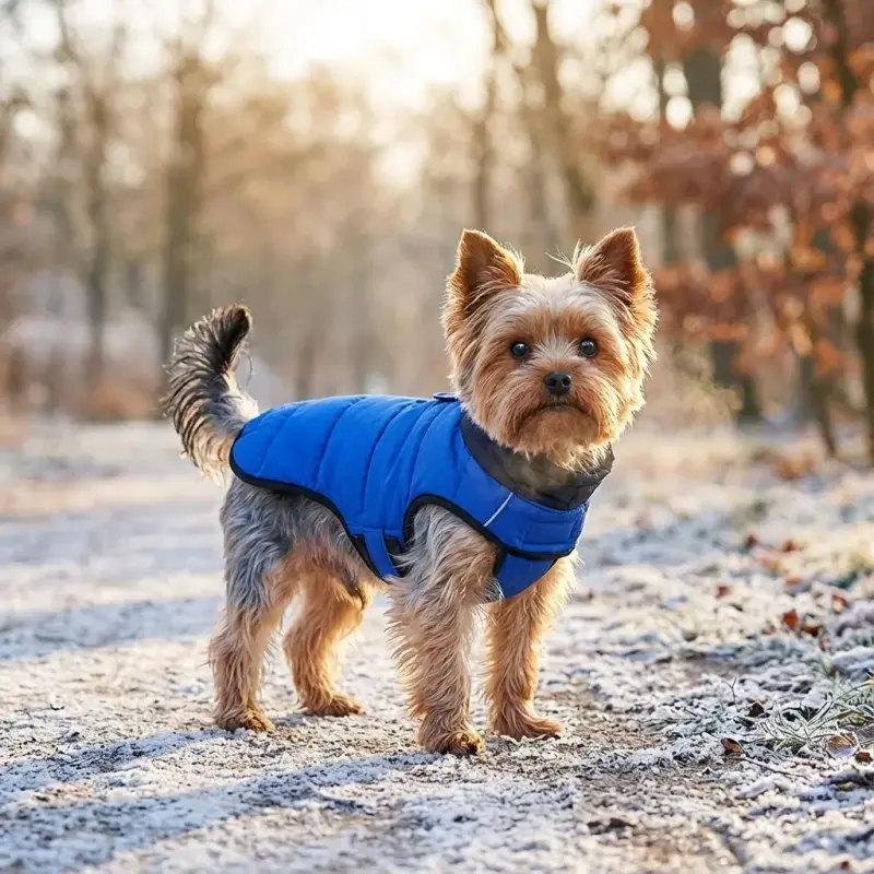Yorkshire Terrier wearing Puffer jacket